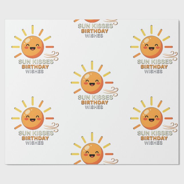Cute Smiling Sun Birthday Wishes Wrapping Paper Presentpapper (Platt)