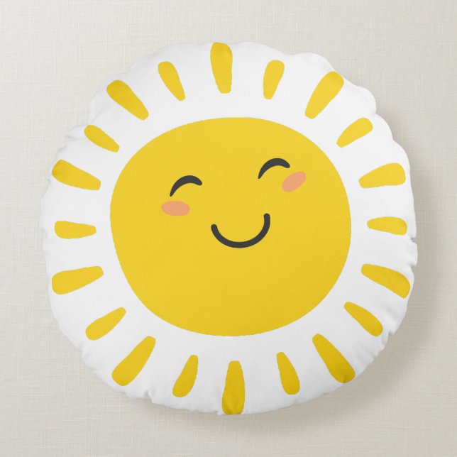 Cute Smiling Sunshine Nursery Rund Kudde (Framsidan)