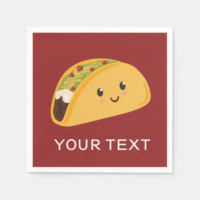 Cute Smiling Taco Party Napkin Pappersservett (Framsidan)