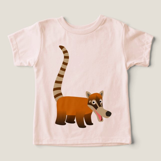 Cute Smiling Tecknad Coatimundi Baby T-Shirts (Design Framsida)