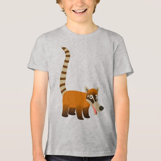 Cute Smiling Tecknad Coatimundi Barn T- Shirts Tee Shirt (Framsida)