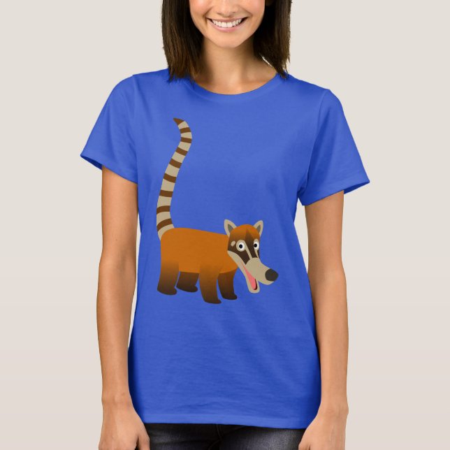 Cute Smiling Tecknad Coatimundi Kvinnor T- Shirts T-shirt (Framsida)