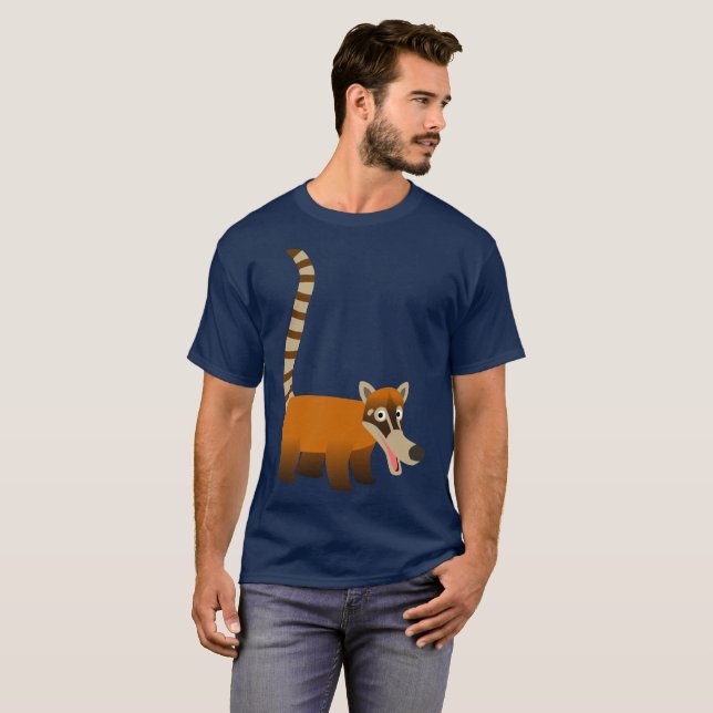 Cute Smiling Tecknad Coatimundi T-shirt (Hel framsida)
