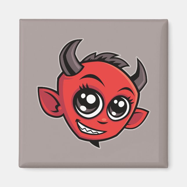 Cute Smiling Tecknad Djävulen Magnet (Framsidan)