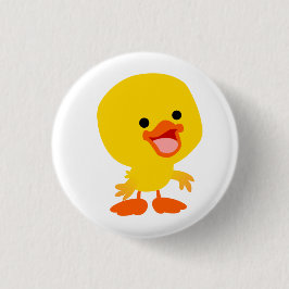 Cute Smiling Tecknad Duckling Button Badge Knapp