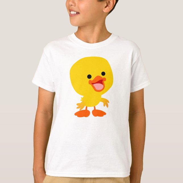 Cute Smiling Tecknad Duckling Children T-Shirt (Framsida)