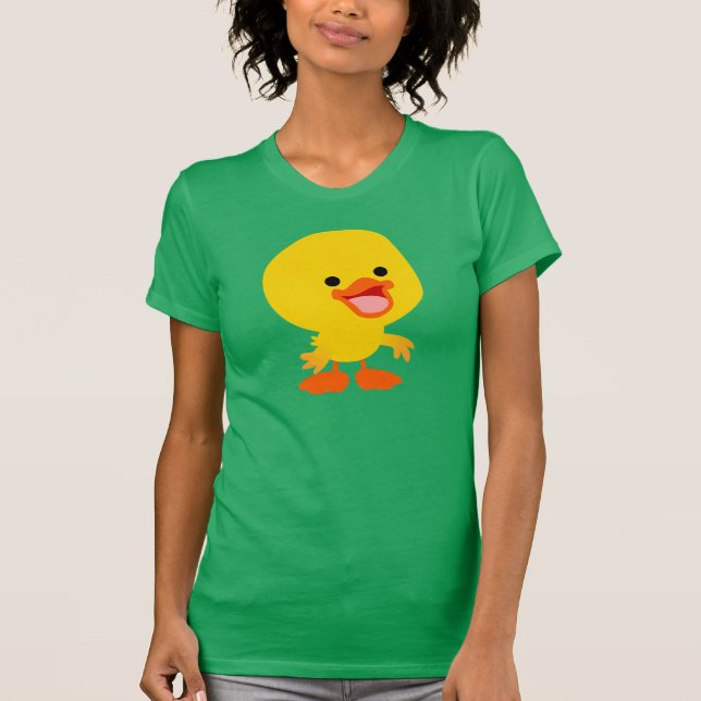 Cute Smiling Tecknad Duckling Kvinnor T-Shirt (Framsida)