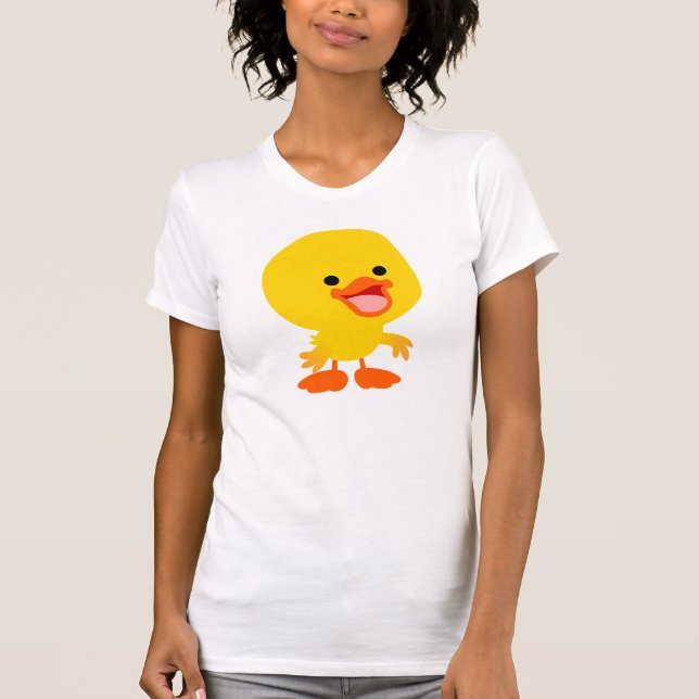Cute Smiling Tecknad Duckling Kvinnor T-Shirt (Framsida)