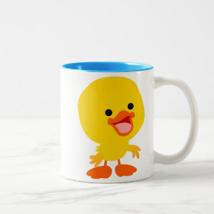 Cute Smiling Tecknad Duckling Mugg
