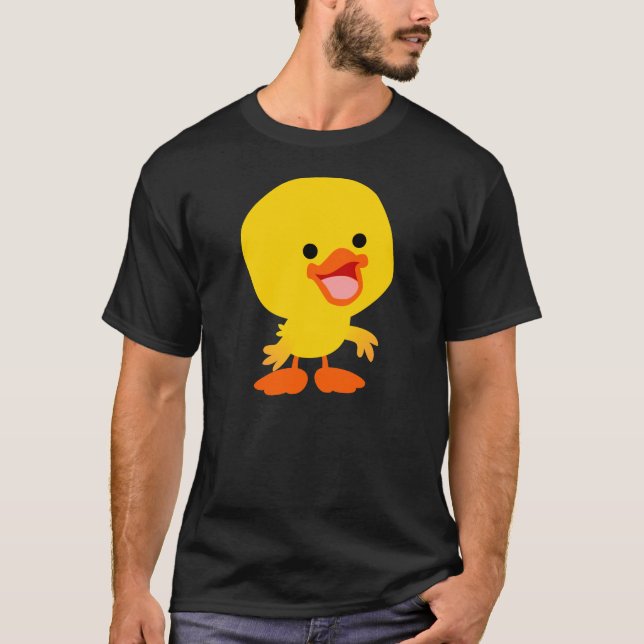 Cute Smiling Tecknad Duckling T-Shirt (Framsida)