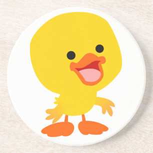 Cute Smiling Tecknad Duckling Underlägg Sandsten