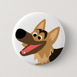 Cute Smiling Tecknad German Shepherd Button Badge Knapp