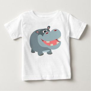 Cute Smiling Tecknad Hippo Baby T-Shirt