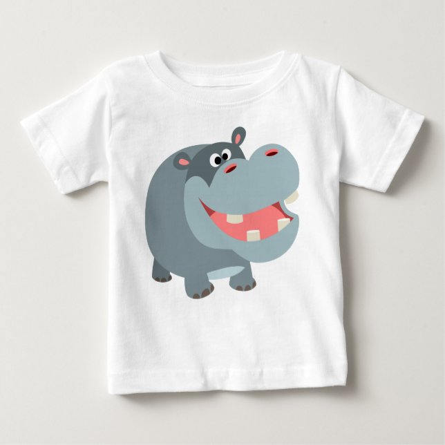Cute Smiling Tecknad Hippo Baby T-Shirt (Framsida)