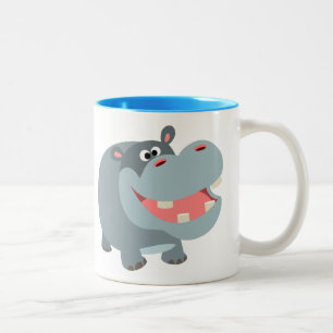 Cute Smiling Tecknad Hippo Två-Tonad Mugg