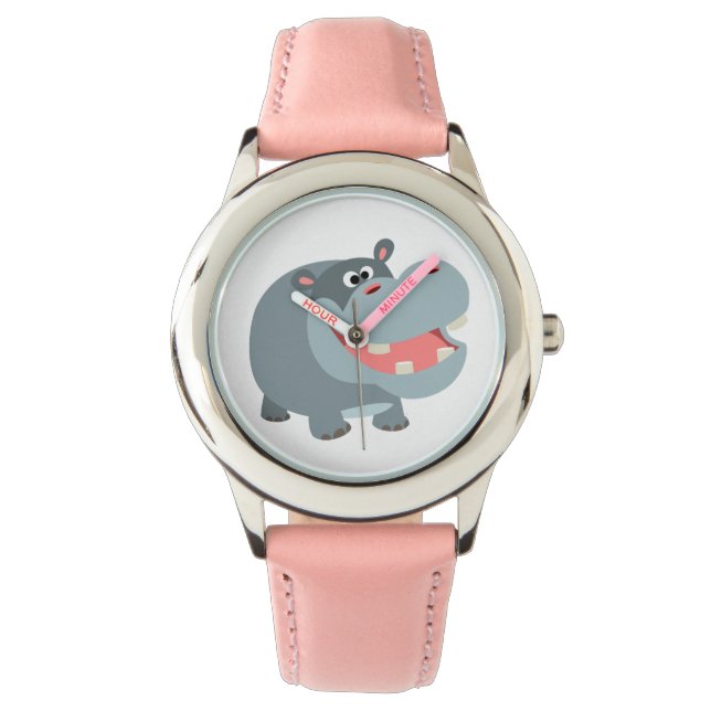 Cute Smiling Tecknad Hippo Watch Armbandsur (Framsida)