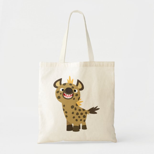 Cute Smiling Tecknad Hyena Bag Tygkasse (Framsidan)