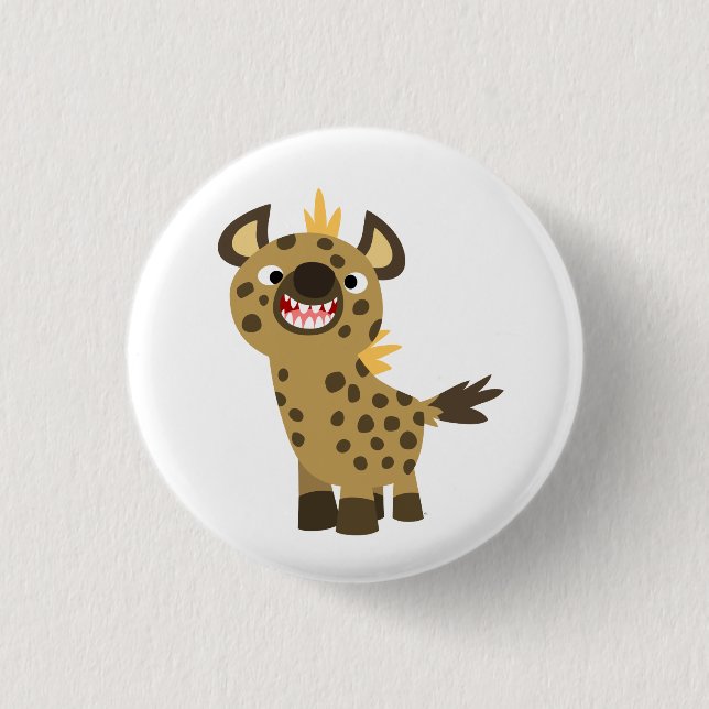 Cute Smiling Tecknad Hyena Button Badge Knapp (Framsida)