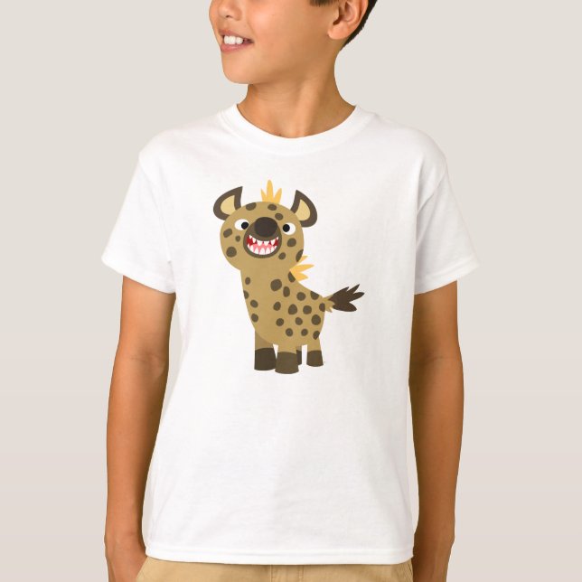 Cute Smiling Tecknad Hyena Children T-Shirt (Framsida)