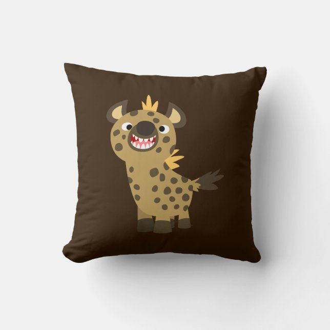 Cute Smiling Tecknad Hyena Pillow Kudde (Framsida)
