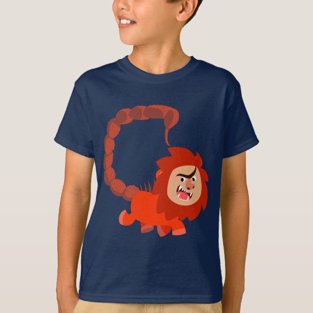 Cute Smiling Tecknad Manticore Children T-Shirt (Framsida)