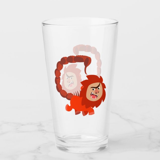 Cute Smiling Tecknad Manticore Tumbler Glass Glaskopp (Framsida)