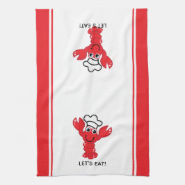 Cute Smiling Tecknad Red Lobster Kökshandduk