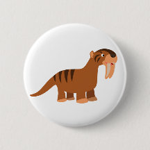 Cute Smiling Tecknad Thylacosmilus Button Badge