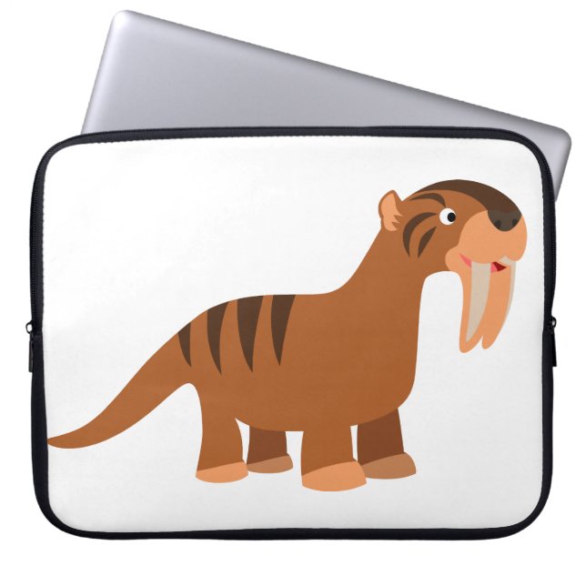 Cute Smiling Tecknad Thylacosmilus Laptop sleeve (Framsidan)
