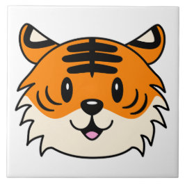 Cute Smiling Tecknad Tiger Kakelplatta