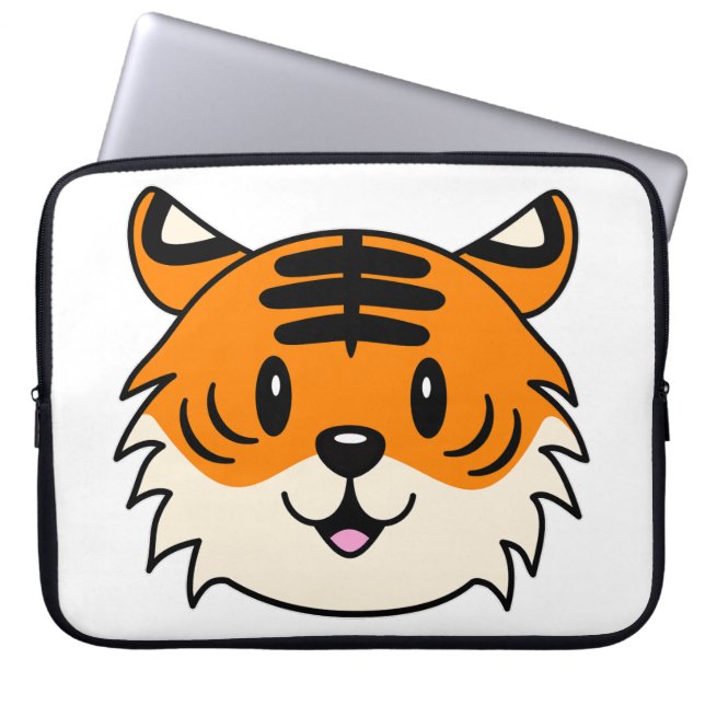 Cute Smiling Tecknad Tiger Laptop Fodral (Framsidan)