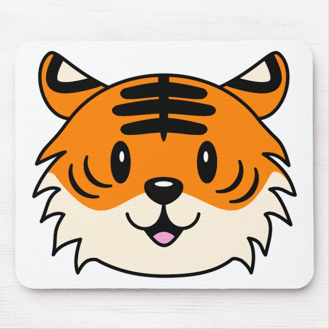 Cute Smiling Tecknad Tiger Musmatta (Framsidan)