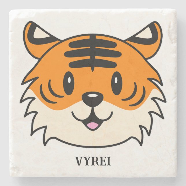 Cute Smiling Tecknad Tiger Stenunderlägg (Framsidan)