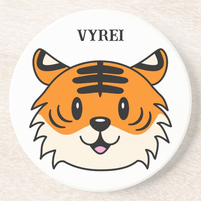Cute Smiling Tecknad Tiger Underlägg (Framsidan)