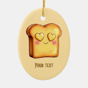 Cute Smiling Tecknad Toast Julgransprydnad Keramik