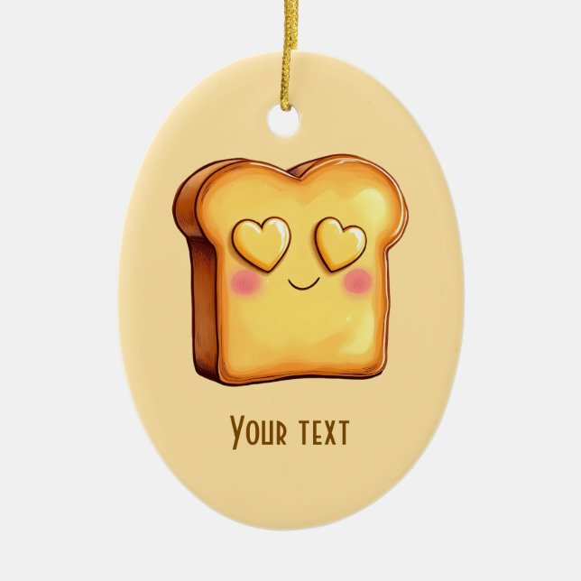 Cute Smiling Tecknad Toast Julgransprydnad Keramik (Framsidan)