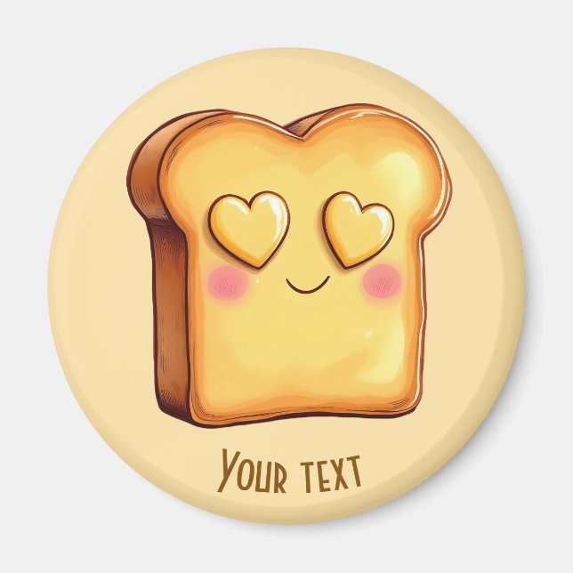 Cute Smiling Tecknad Toast Magnet (Framsidan)