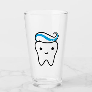 Cute Smiling Tooth med tandkräm Glaskopp