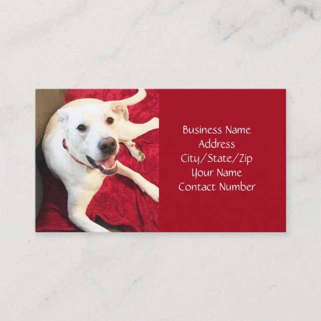 Cute Smiling White Puppy Hund Red-jul Visitkort (Framsida)