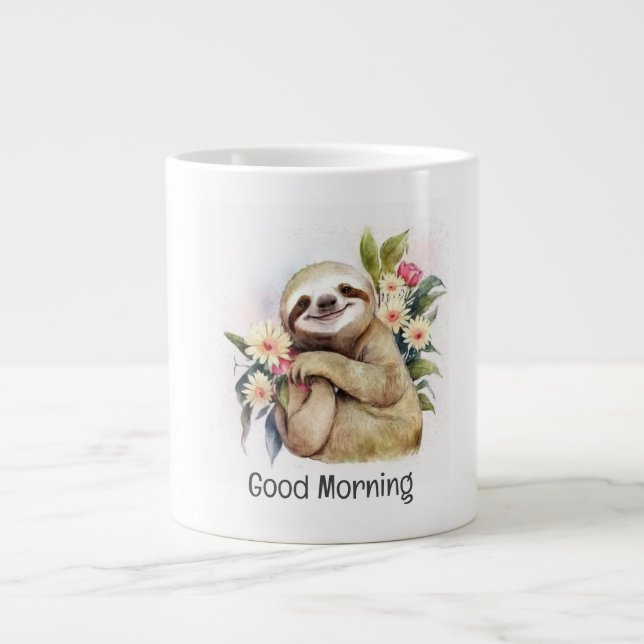 Cute Smilth med Flowers- Bra God morgon Jumbo Mugg (Framsidan)