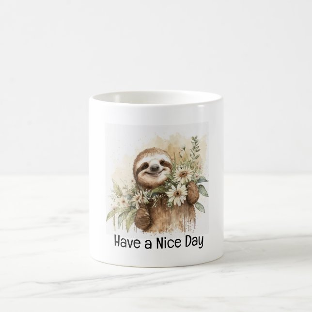 Cute Smilth med Flowers - Ha en trevlig dag Kaffemugg (Center)
