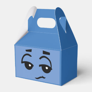 CUTE SMIRK ANSIKTE BLUE GABLE FAVOR BOX PRESENTASKAR