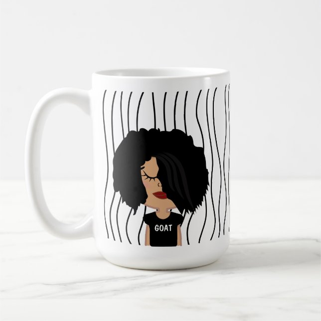 Cute Smirking Woman Stripe Mugg. Välj ditt utseend Kaffemugg (Vänster)