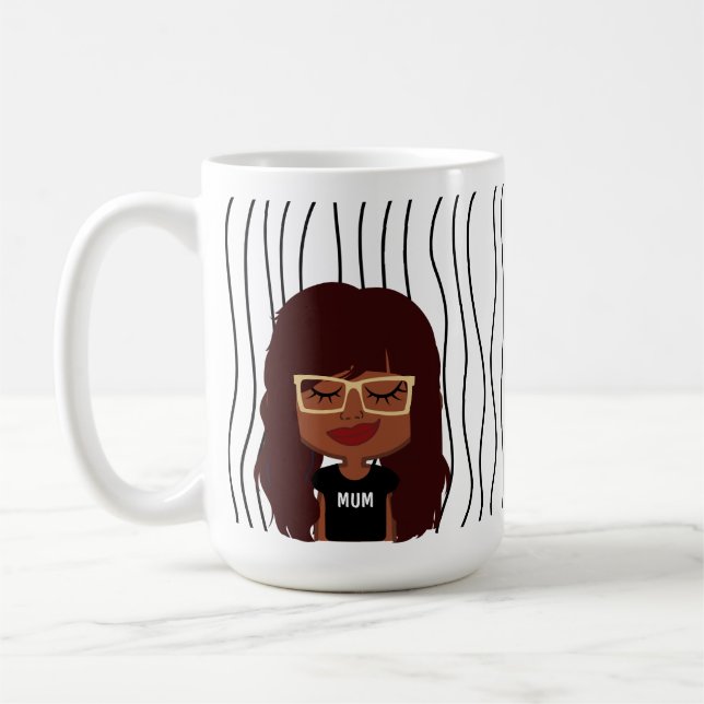 Cute Smirking Woman Stripe Mugg. Välj ditt utseend Kaffemugg (Vänster)