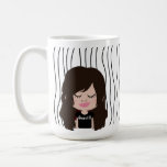 Cute Smirking Woman Stripe Mugg. Välj ditt utseend Kaffemugg<br><div class="desc">En livfull och kreativt designad kvinnas ansikte. Ögon stängt...  smickrande,  småaktigt,  rött,  kanske utan problem? Ett vackraste och mer inkluderande ansikte är en del av denna lekande design. Hitta en eller flera kostym eller som gåva. Personlig med ditt namn eller annan text.</div>