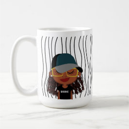 Cute Smirking Woman Stripe Mugg. Välj ditt utseend Kaffemugg