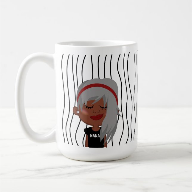 Cute Smirking Woman Stripe Mugg. Välj ditt utseend Kaffemugg (Vänster)