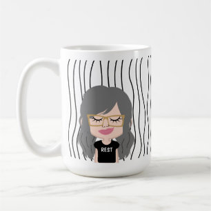 Cute Smirking Woman Stripe Mugg. Välj ditt utseend Kaffemugg