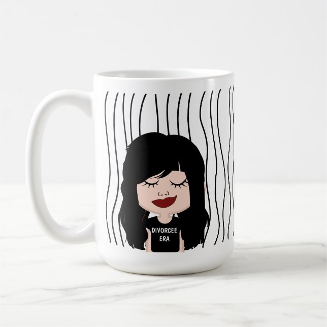 Cute Smirking Woman Stripe Mugg. Välj ditt utseend Kaffemugg (Vänster)