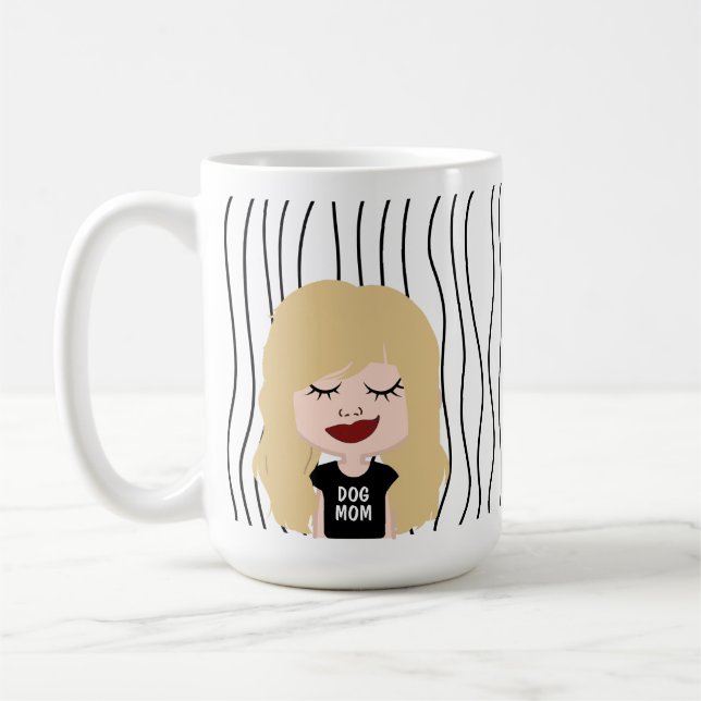 Cute Smirking Woman Stripe Mugg. Välj ditt utseend Kaffemugg (Vänster)